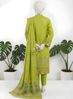 Almeerah-3PC-Unstitch Jacquard Lawn (green)