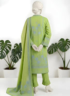 Almeerah-3PC-Unstitch Jacquard Lawn (Lime green)