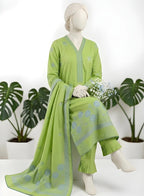 Almeerah-3PC-Unstitch Jacquard Lawn (Lime green)