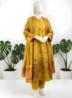 Almeerah-3PC-Unstitch Jacquard Lawn (Dark yellow)