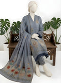 Almeerah-3PC-Unstitch Jacquard Lawn (Dark gray)