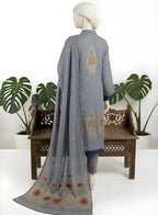 Almeerah-3PC-Unstitch Jacquard Lawn (Dark gray)