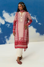 Mahay Sana Safinaz 3PC Unstitch Lawn. (Maroon & Cream)