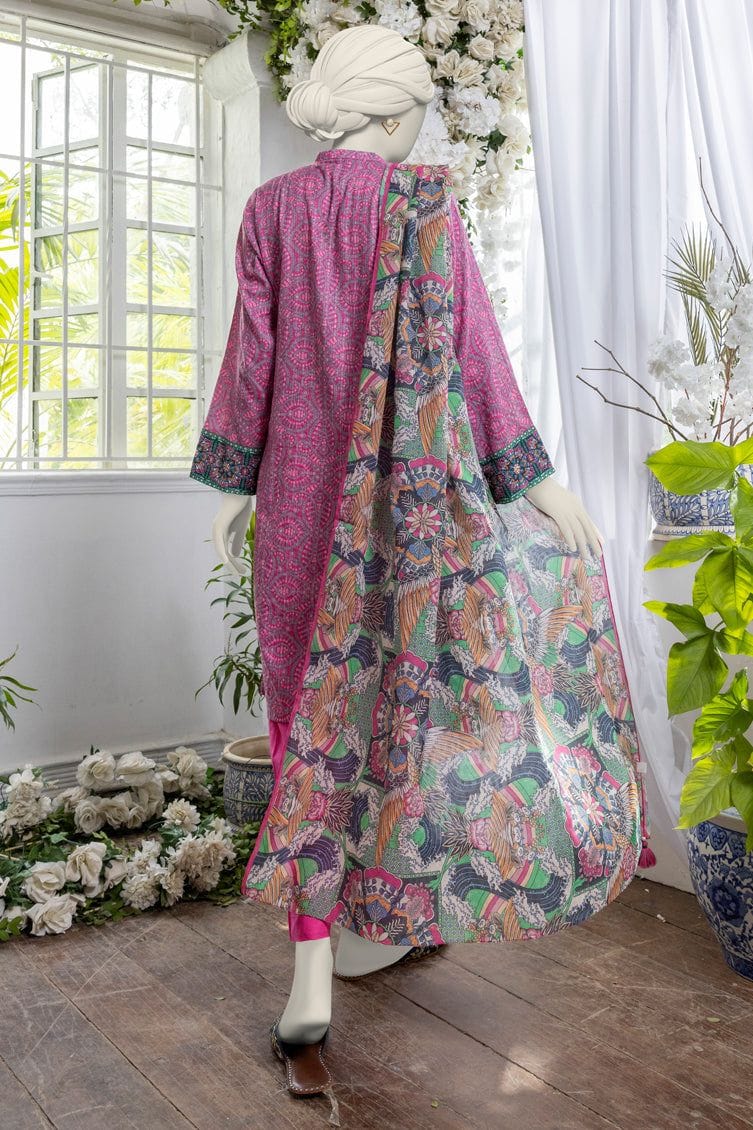 MTJ-3PC-Unstitch Printed Lawn (Pink)