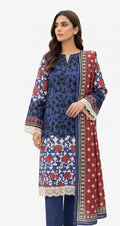 Keyseria By Jaffrani-3PC Unstitch Lawn Chapter-6 (Navy Blue)