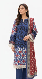 Keyseria By Jaffrani-3PC Unstitch Lawn Chapter-6 (Navy Blue)