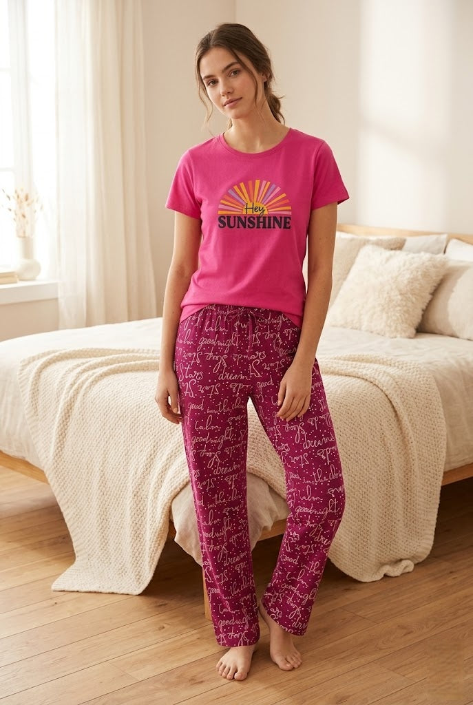 Night Wear Track Suits-Pink