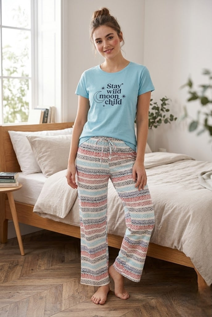 Night Wear Track Suits-Sky Green