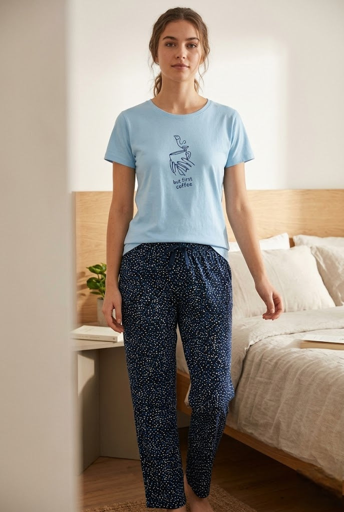 Night Wear Track Suits-Light Blue