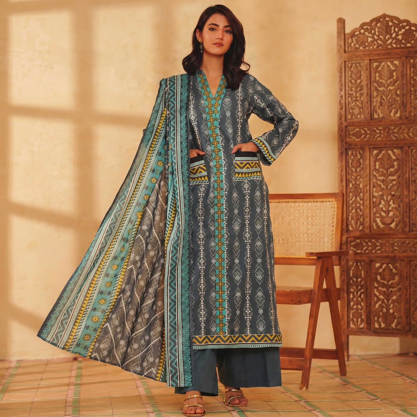 Mor Bagh By Beechtree Lawn Unstitched 3 Piece Suit