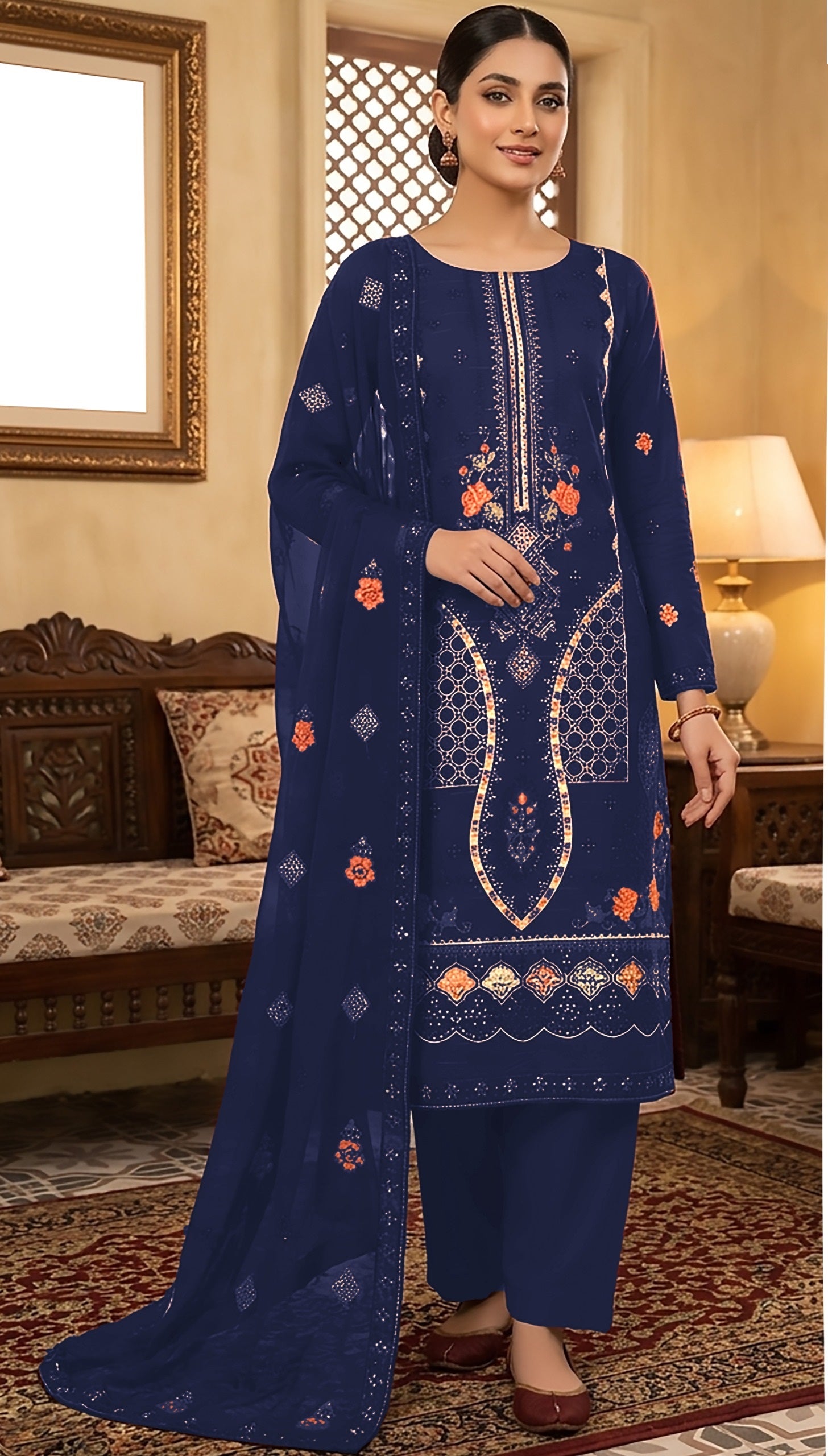 Mughal-E-Azam by Breeza Fashion – Embroidered 3PC Unstitched Lawn Suit