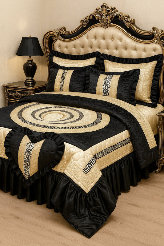 Silk plus velvet bridal bedding set (9pcs set)