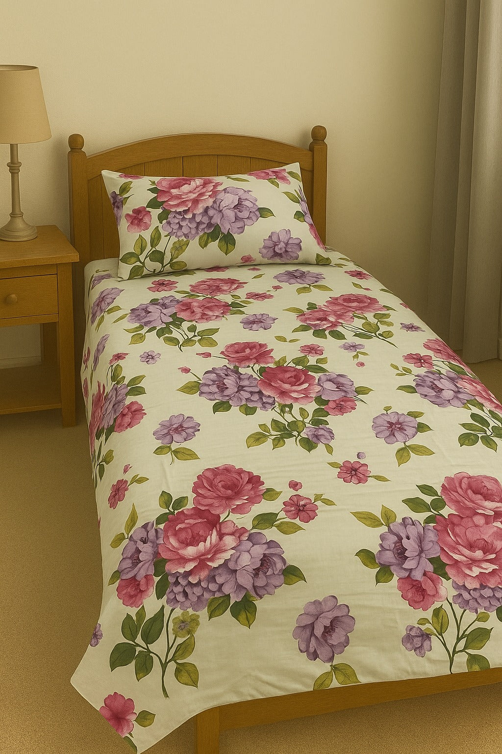 Single Bedsheet with Pillow Cover ( Export Quality )