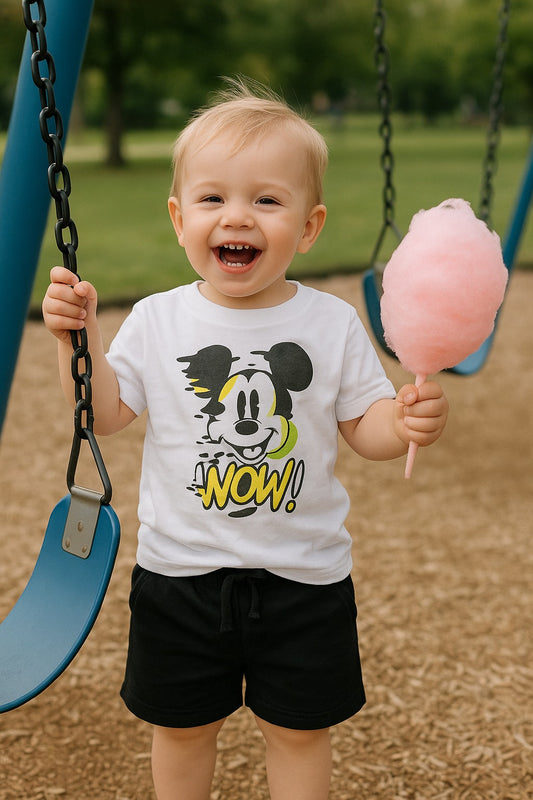 Kids Wow Panda graphic Short Sleeve T-Shirt – For Kids