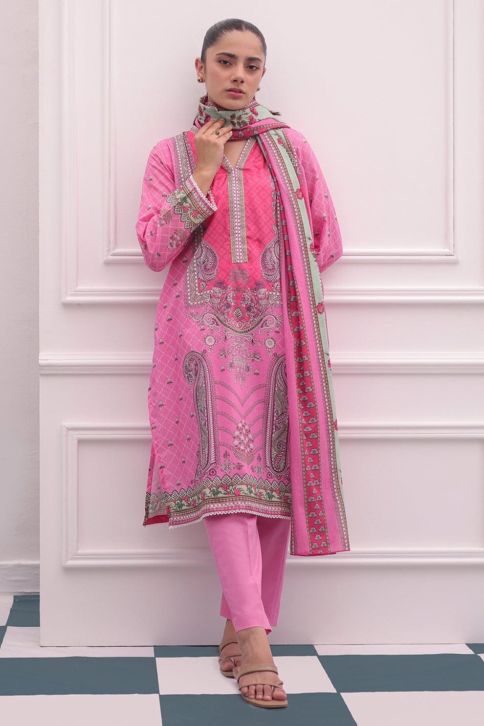 Zellbury Lawn Printed Kurta Dupatta and Trouser Set
