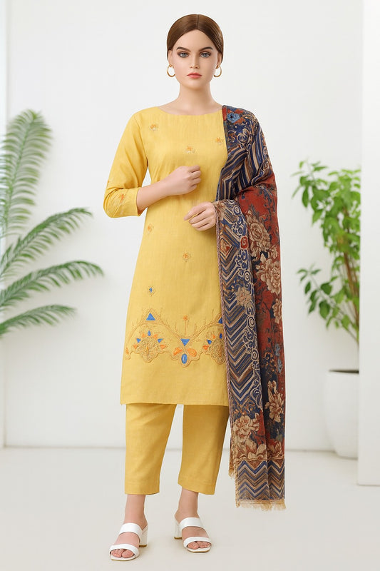 Mix Brand Embroidery Unstitched 3-Piece Suit