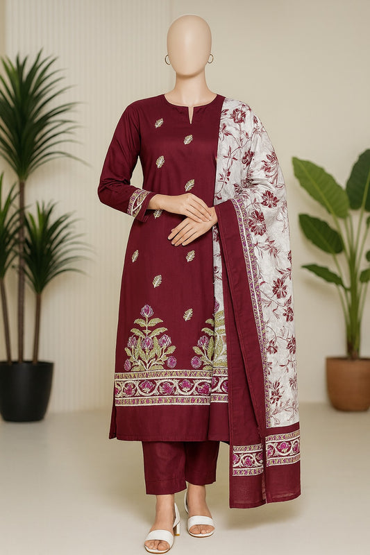 Mix Brand Embroidery Unstitched 3-Piece Suit