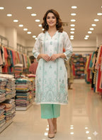 Bonanza – 2 Piece Jacquard(Shirt Trouser) (White&green)