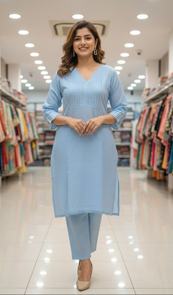Bonanza 2 Piece Lawn Stitched (Shirt &Trouser) (Athens Blue)