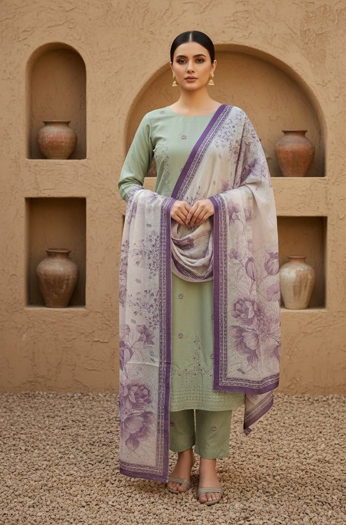 Mix Brand Embroidery Unstitched 3-Piece Suit