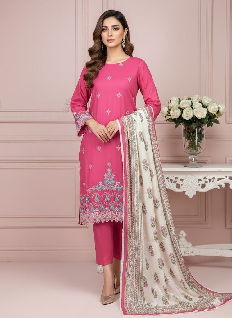 Mix Brand Embroidery Unstitched 3-Piece Suit