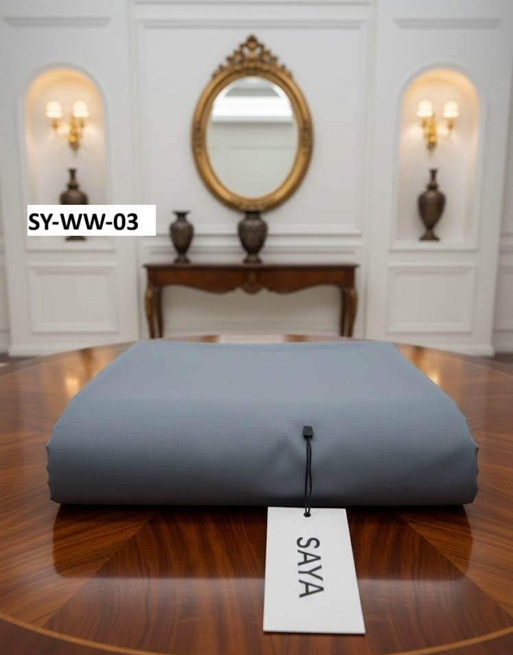 SAYA MEN'S Unstitched Premium Wash & Wear Suit (White)