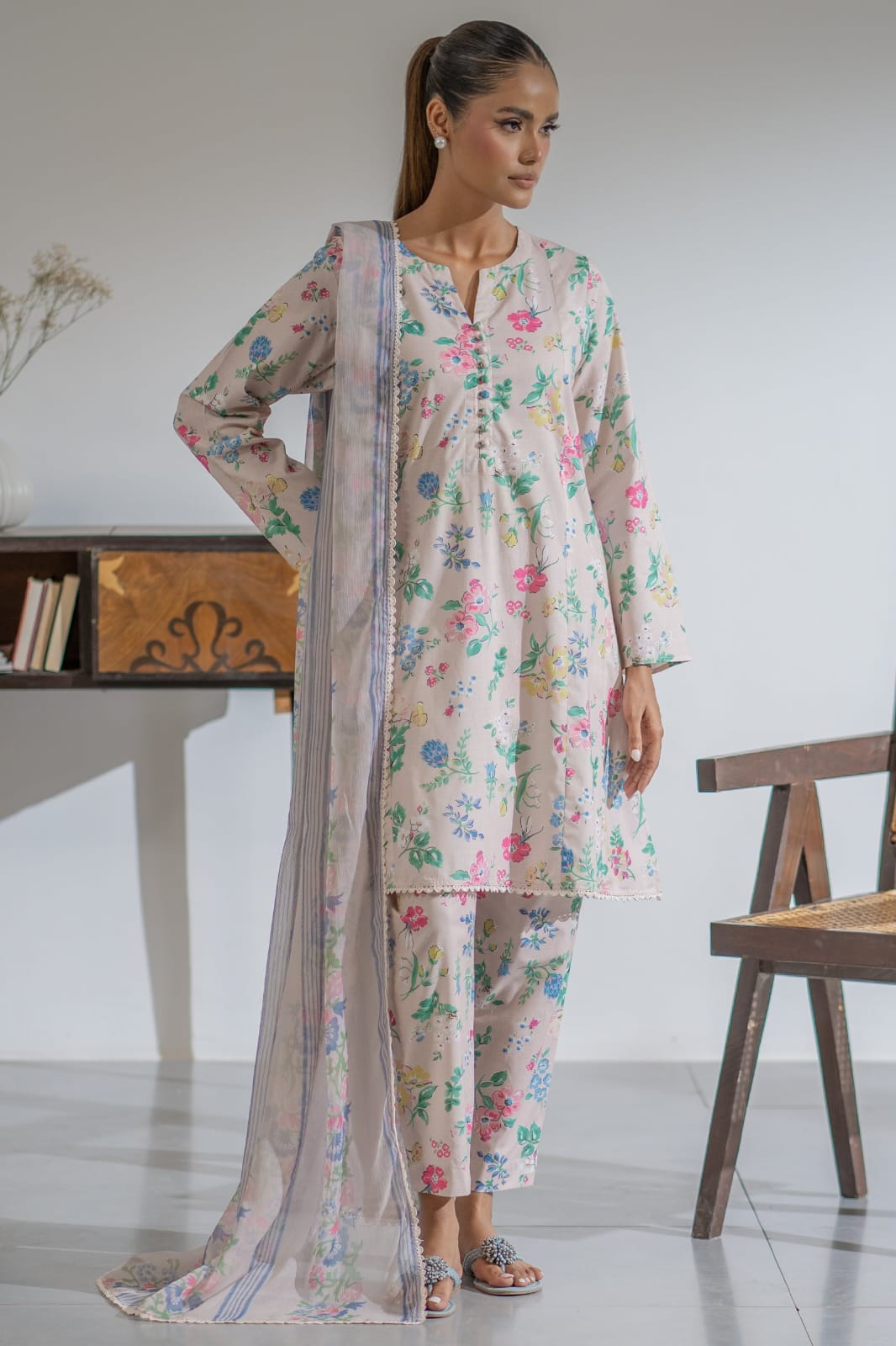 Ego Slide Away – 3PC Unstitched Lawn (Skin)