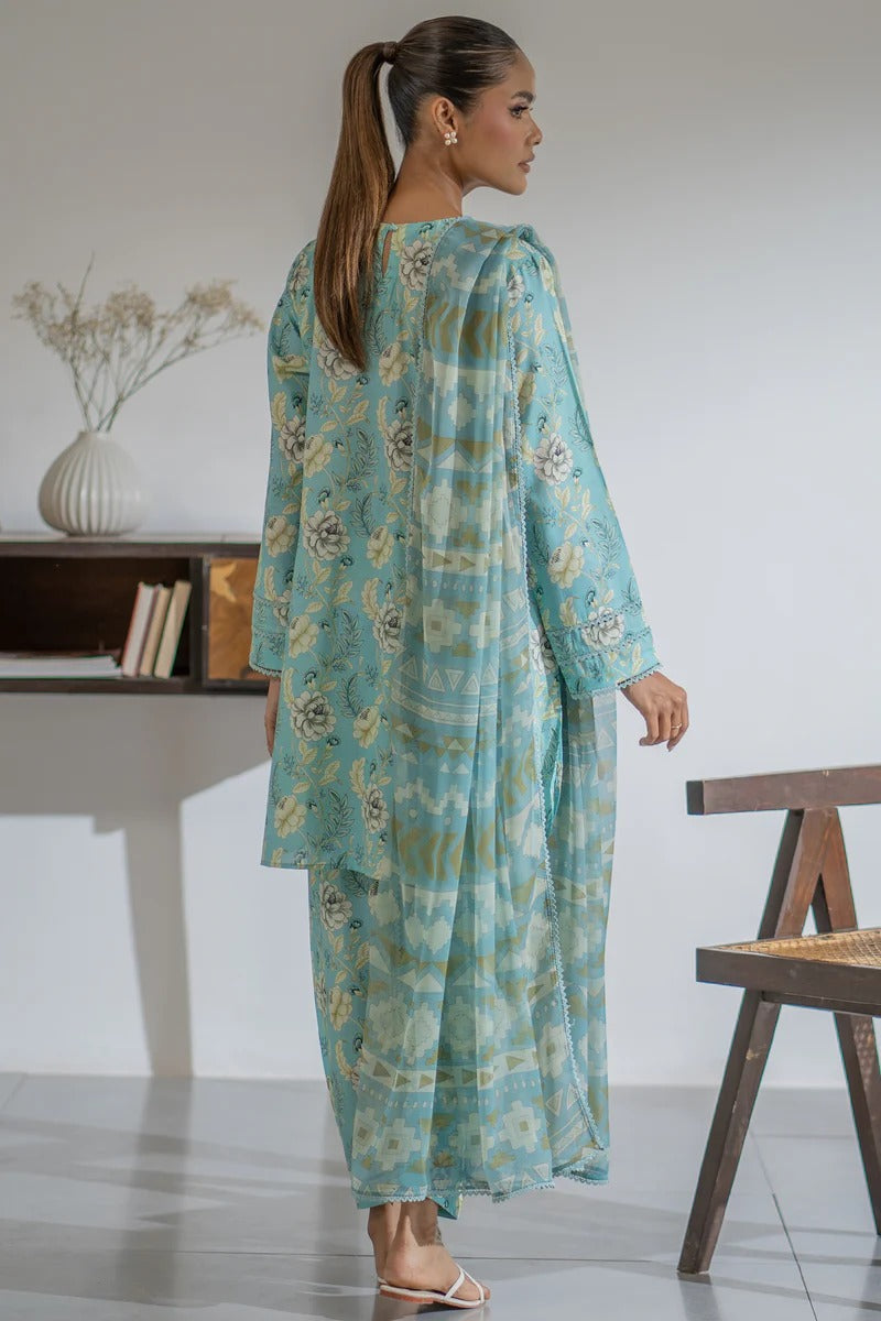 Ego Slide Away – 3PC Unstitched Lawn (Ice Blue)