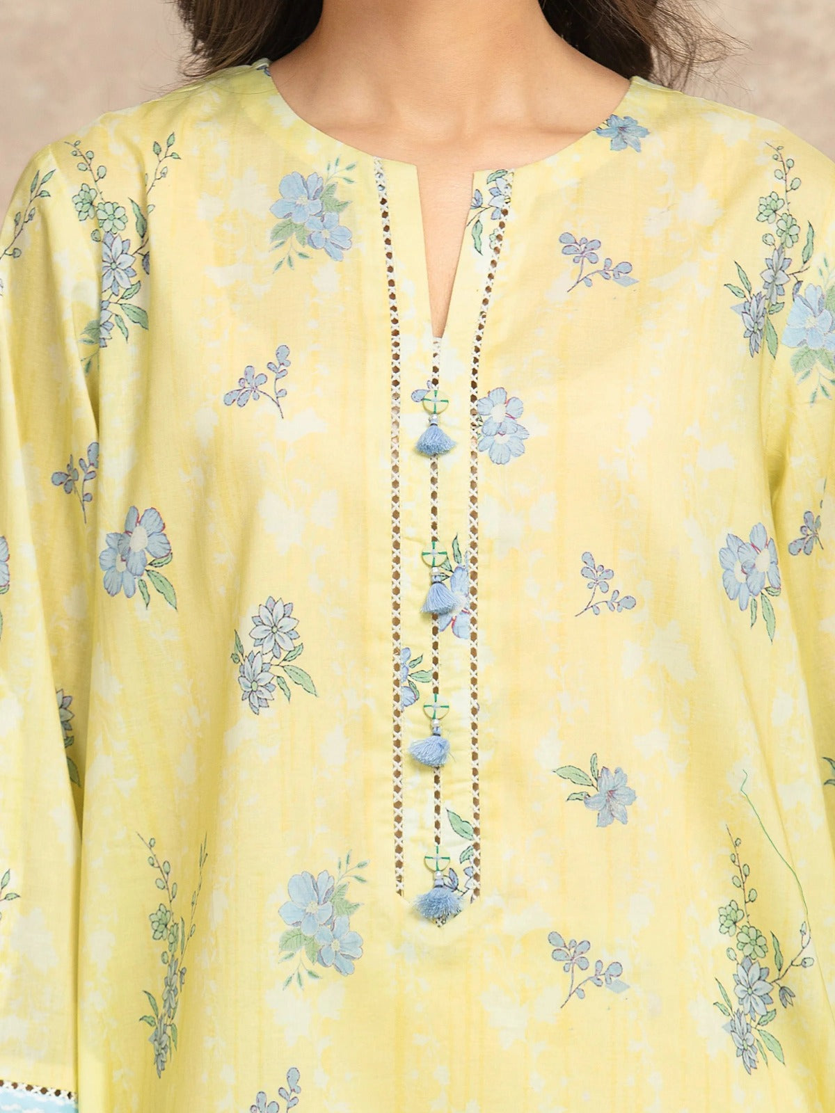 Edenrobe By Allure Unstitched Printed Lawn (vanila yellow)