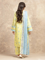 Edenrobe By Allure Unstitched Printed Lawn (vanila yellow)