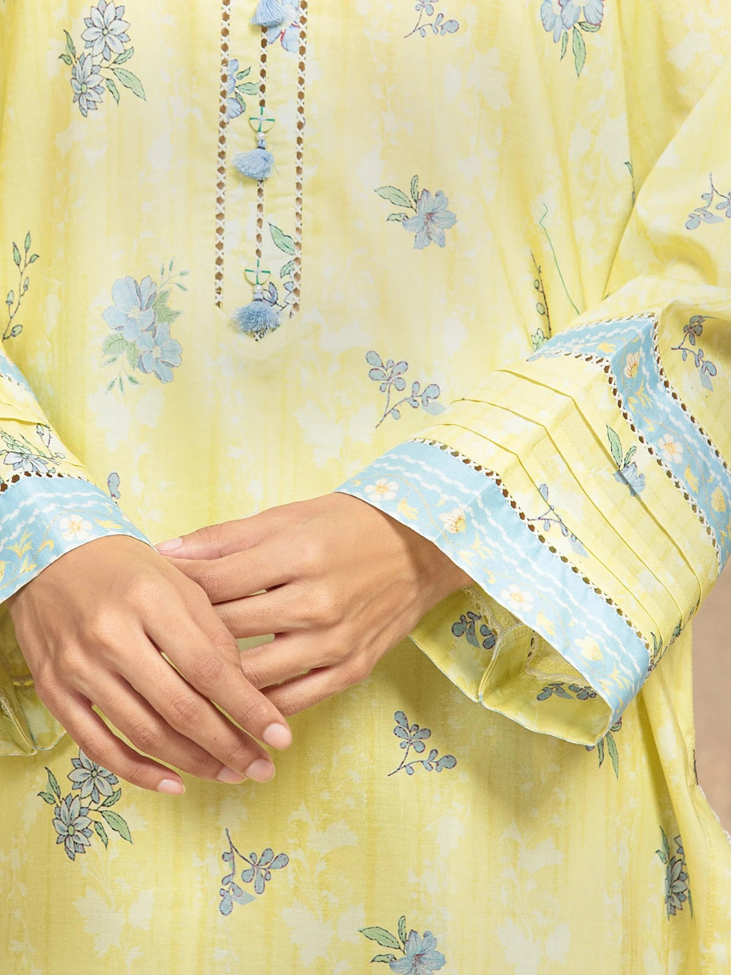 Edenrobe By Allure Unstitched Printed Lawn (vanila yellow)