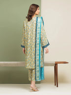 Edenrobe By Allure Unstitched Printed Lawn (Ash Green)