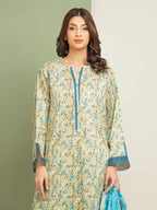 Edenrobe By Allure Unstitched Printed Lawn (Ash Green)