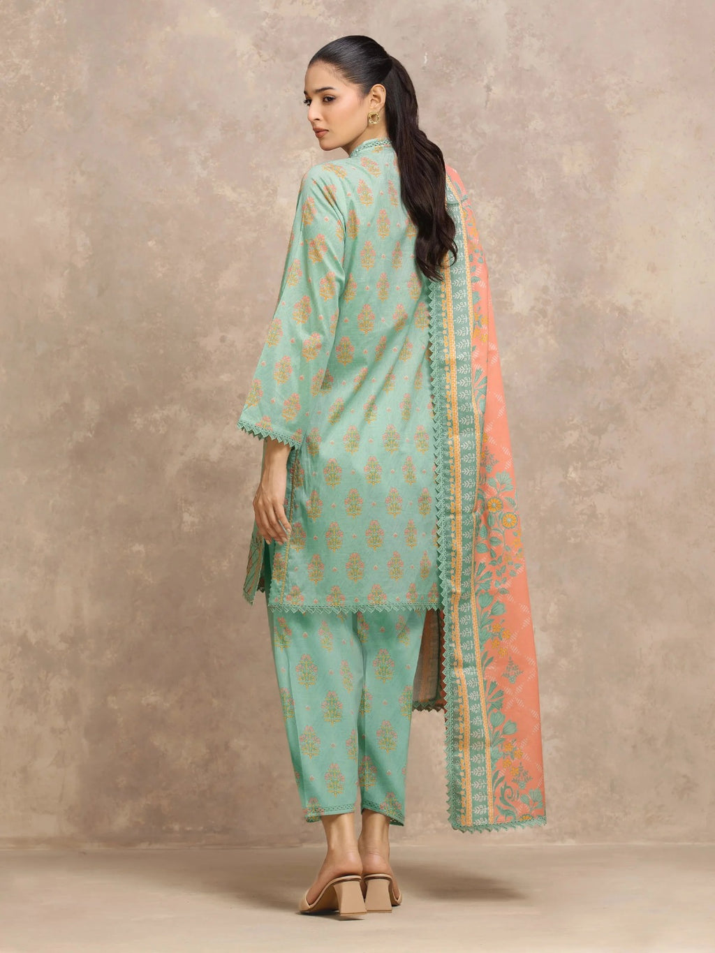 Edenrobe By Allure Unstitched Printed Lawn (C Green)