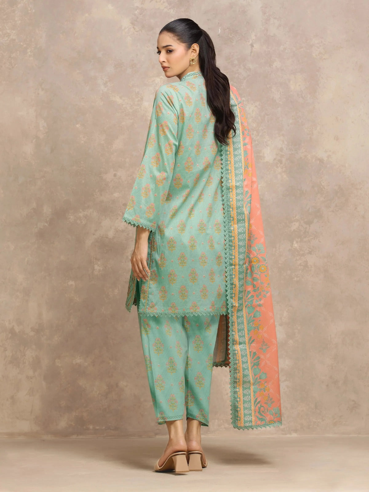 Edenrobe By Allure Unstitched Printed Lawn (C Green)