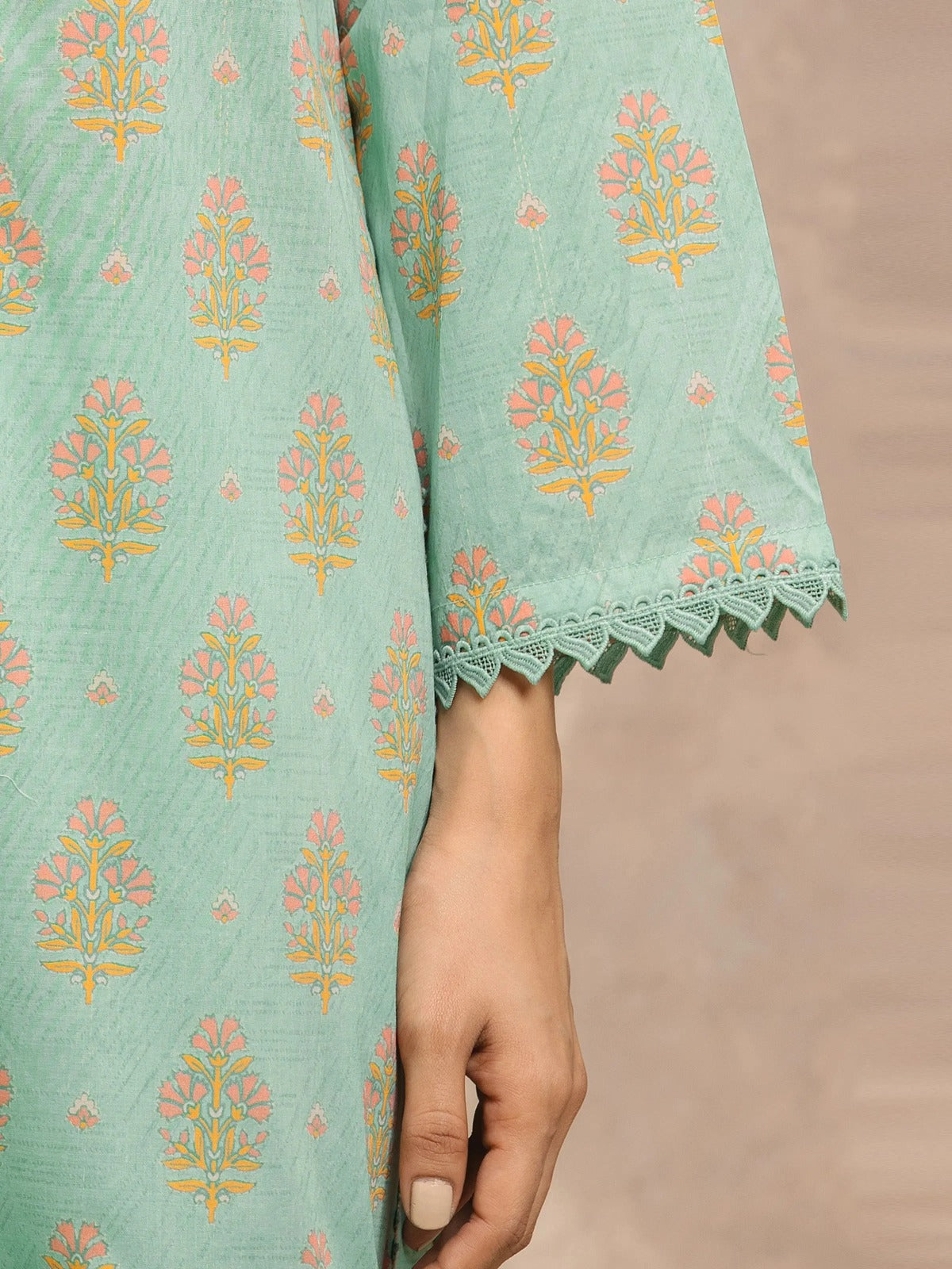 Edenrobe By Allure Unstitched Printed Lawn (C Green)