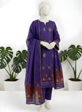 Almeerah-3PC-Unstitch Jacquard Lawn (Dark purple)