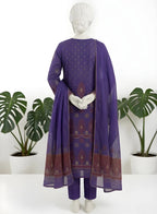 Almeerah-3PC-Unstitch Jacquard Lawn (Dark purple)