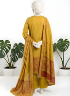Almeerah-3PC-Unstitch Jacquard Lawn (Dark yellow)