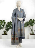 Almeerah-3PC-Unstitch Jacquard Lawn (Dark gray)