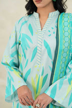 Sunset Ikat Elegance-3PC Printed Stitch Lawn Suit (Smalt blue)-PV1-SV33