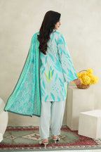 Sunset Ikat Elegance-3PC Printed Stitch Lawn Suit (Smalt blue)-PV1-SV33