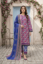 Keyseria By Jaffrani-3PC Unstitch Lawn Chapter-5-(Pink Violet & Blue Vogue)