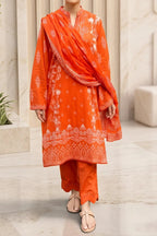 Aryana By KBC Fashion - 3PC Unstitched Printed Lawn Suit (Orange)