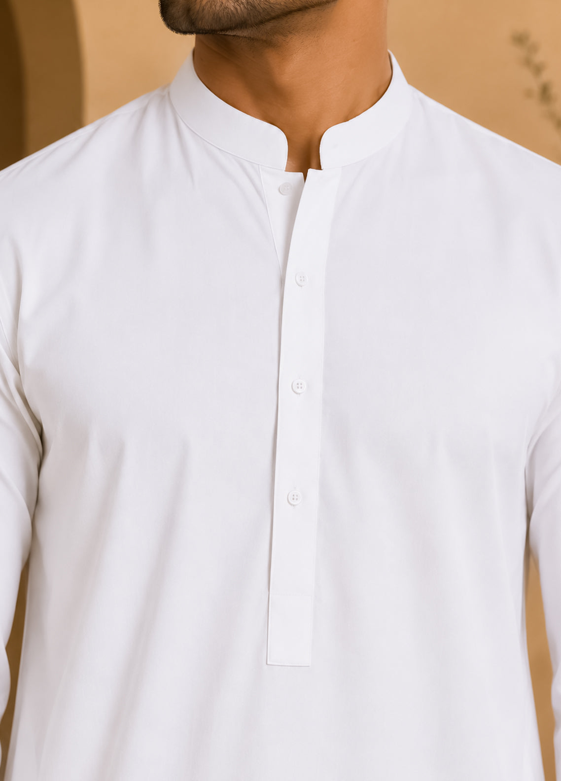 Grace Men’s Wash & Wear Unstitched Fabric Suit (White)