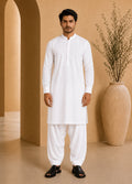 Grace Men’s Wash & Wear Unstitched Fabric Suit (White)