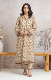 Woman wearing a floral kurta set against a neutral background