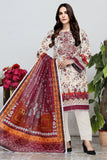 Woman wearing a traditional outfit with a patterned dupatta, standing next to flowers and a plant.
