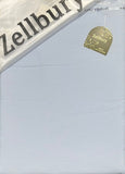 Zellbury product packaging with a gold tag on a light blue background