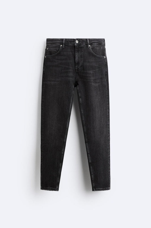 Men Washed Gray Classic Denim Jeans